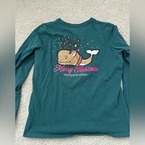 Vineyard Vines Teal Merry Christmas Whale Tee